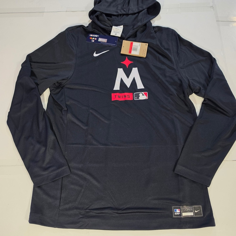 Nike Minnesota Twins MLB Authentic Collection Dri-FIT Hoodie Navy Blue Large